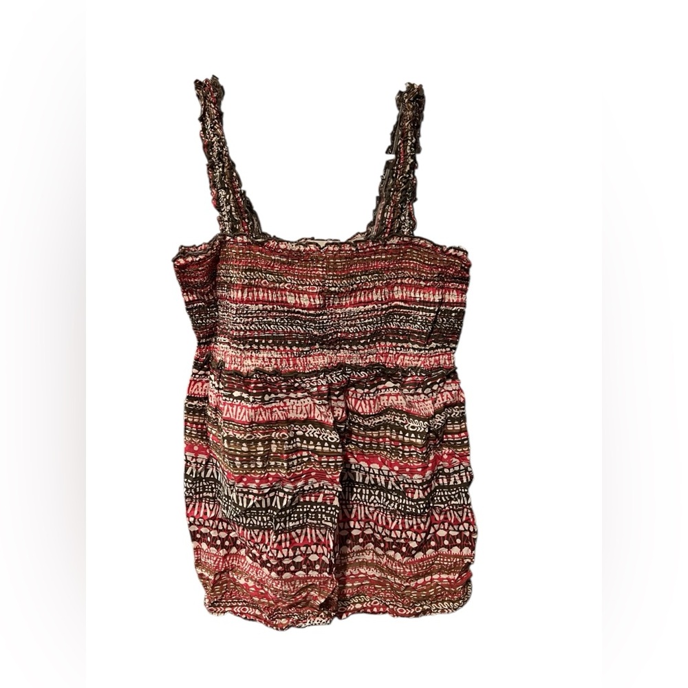 Oh Baby by Motherhood Smocked Maternity Tank Top Small Multicolor Boho Tribal